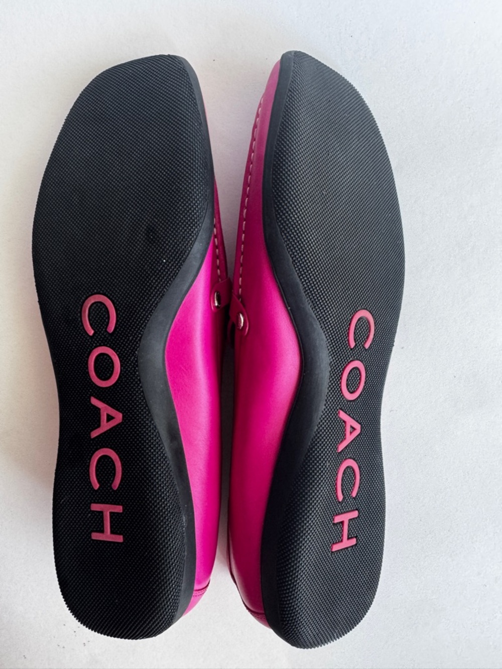 Coach Daisy Loafer Fuchsia Pink Leather Driver Flat White Stitch Size 11.5 - Picture 9 of 14